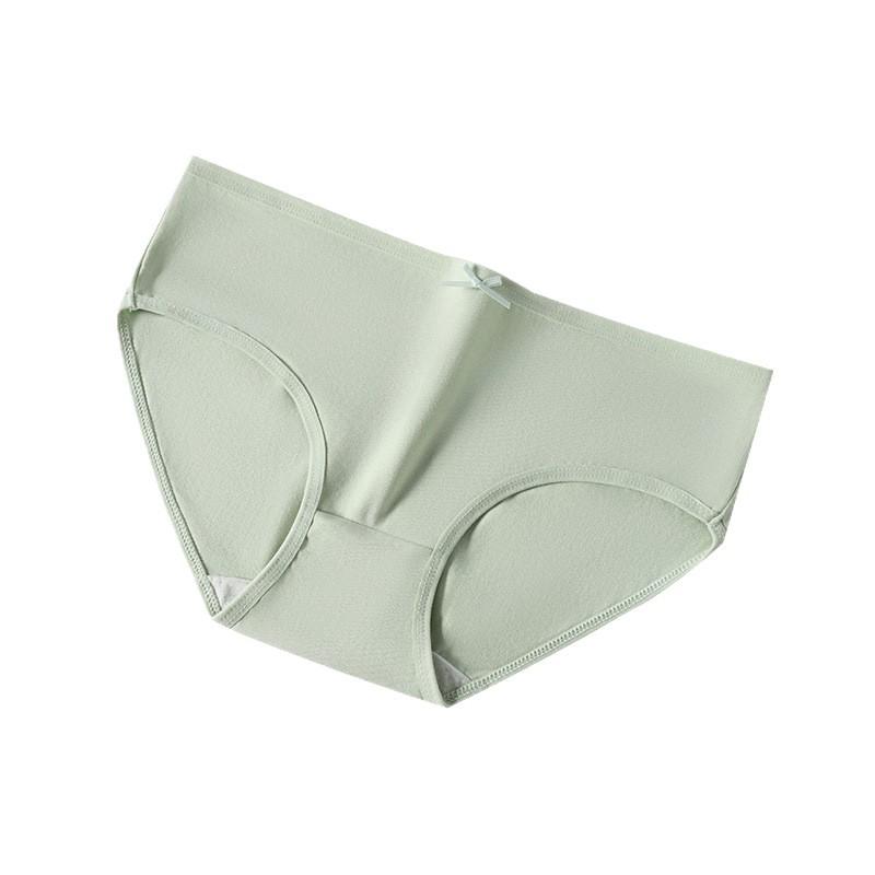 English standard Morandi color girl mid-waist cotton cute women's underwear student seamless bow briefs