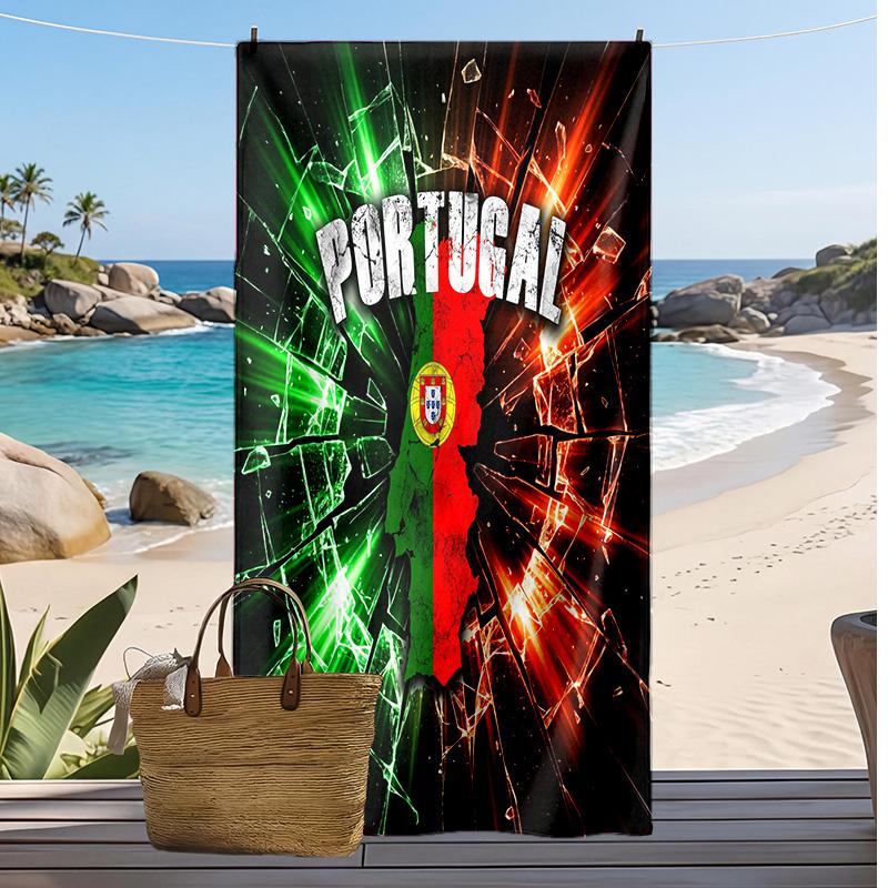 Asciugamano da Spiaggia Stampa Calcio Portogallo Asciugatura Rapida Super Assorbente Morbido Asciugamano da Bagno per Nuoto Spiaggia Viaggio Souvenir Regalo
