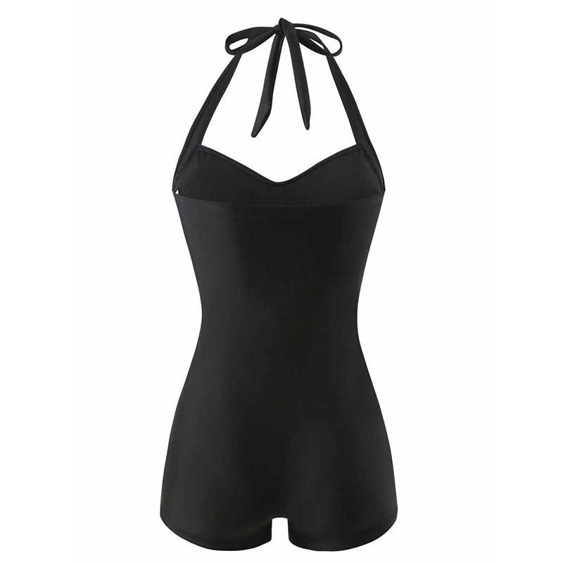Women Lace Up Solid One Piece Modest Tummy Control Beach Swimsuit