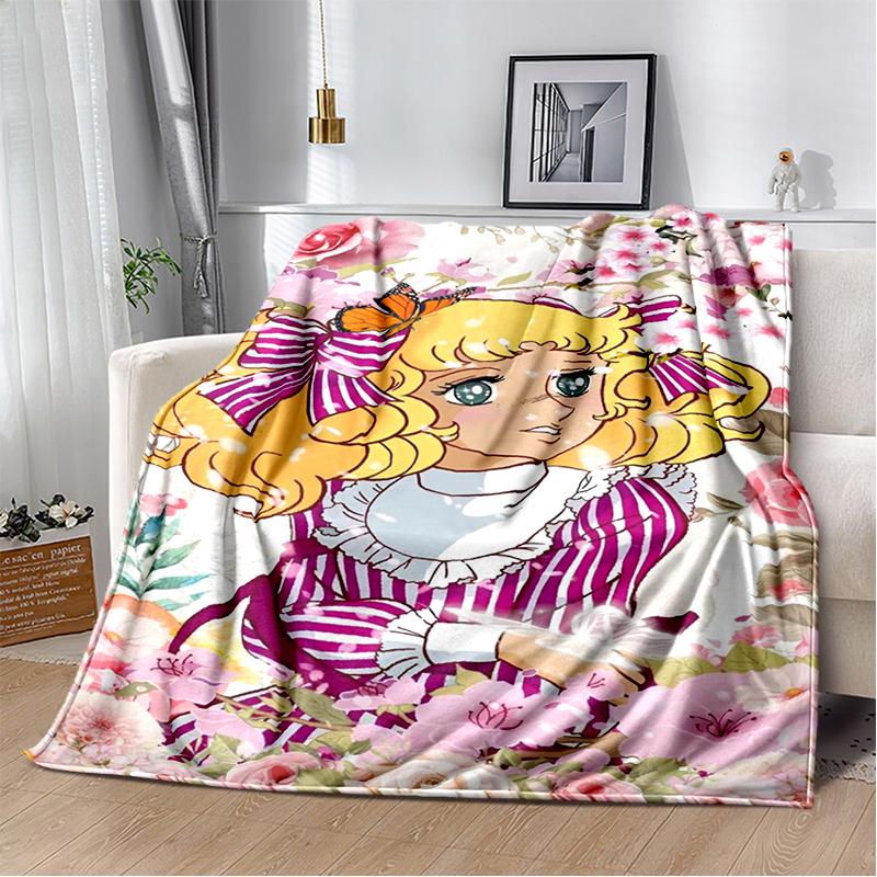 Candy Candy 29 Styl Nowy Retro Kreskówkowa Dziewczyna Anime Miękki Pluszowy Koc, Flanelowy Koc Narzuta do Salonu Sypialni Sofa Prezent dla Dziecka