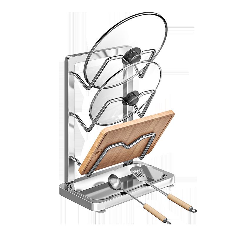 Multi-functional Kitchen Countertop Rack for Pot Lids, Spoons, and Spatulas