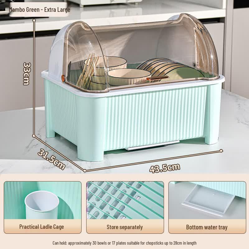 LIEI Covered Dish Drying Rack and Cutlery Storage Box