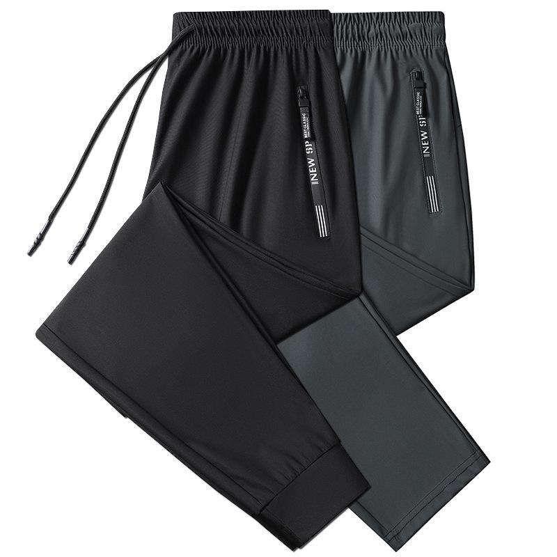 Popular summer thin brocade ammonia ice silk casual pants men's elastic elastic waist sports pants men's trousers casual pants