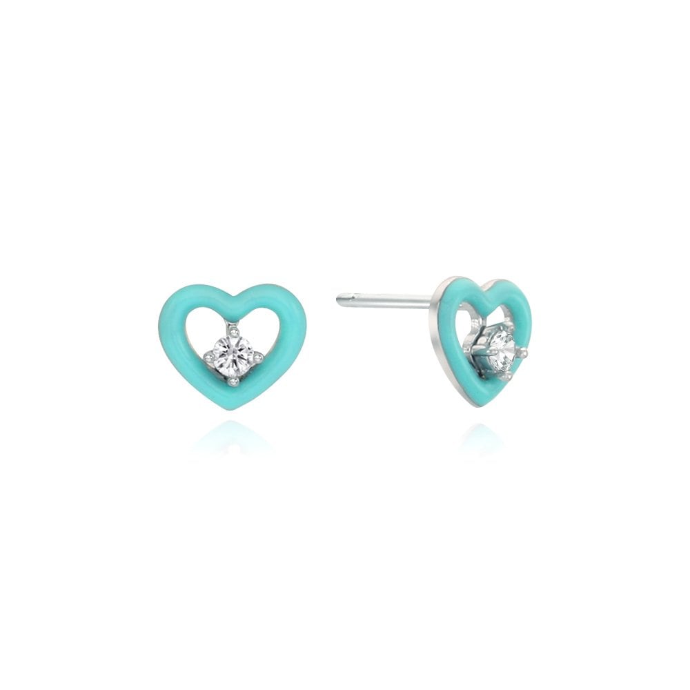 [Rosemont] Silver Epoxy Heart Earrings Rc0387