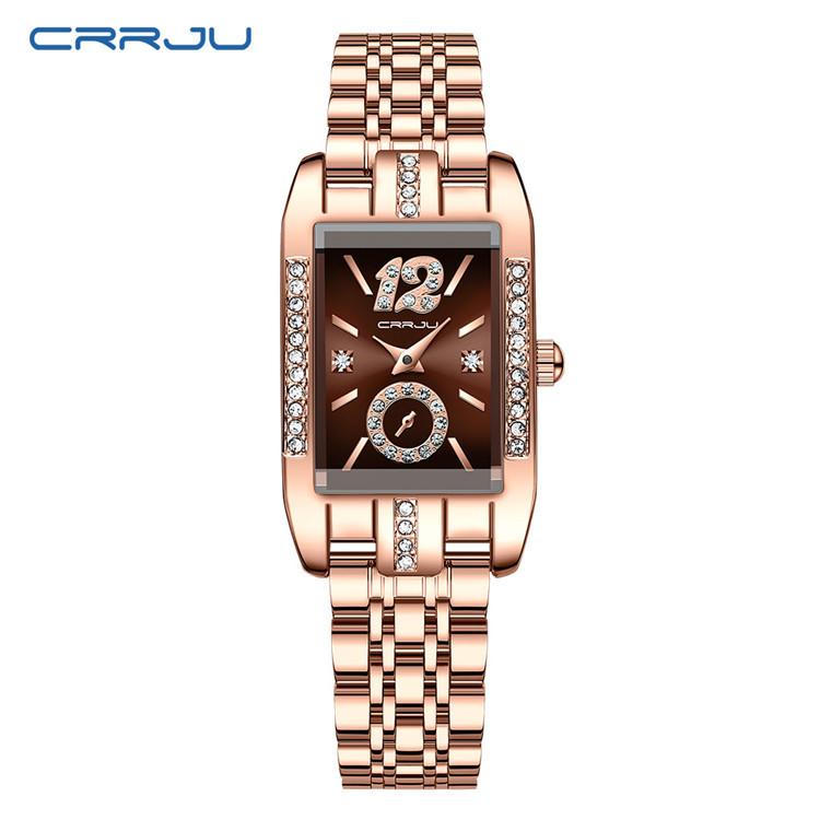 CRRJU New Watch 5017 Women's Watch Stainless Steel Strap Simple Square Business Fashion Watch