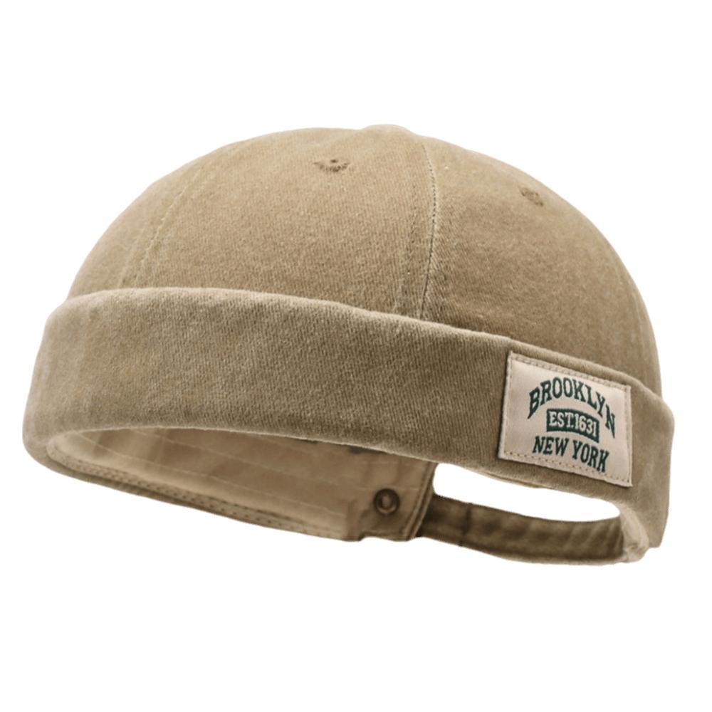 Unisex Washed Denim Melon Skin Hat Solid Color Dome Beanie Hat Brimless Adjustable Street Hat Outdoor
