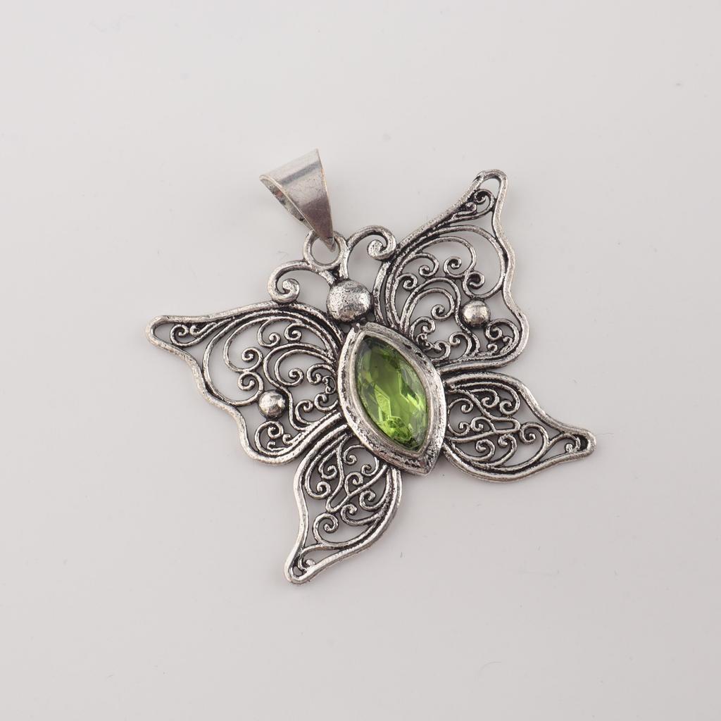 Natürlicher Peridot Edelstein 925 Sterlingsilber Anhänger 1,75" Damenschmuck Jubiläumsgeschenk für Ehefrau CP-41-9