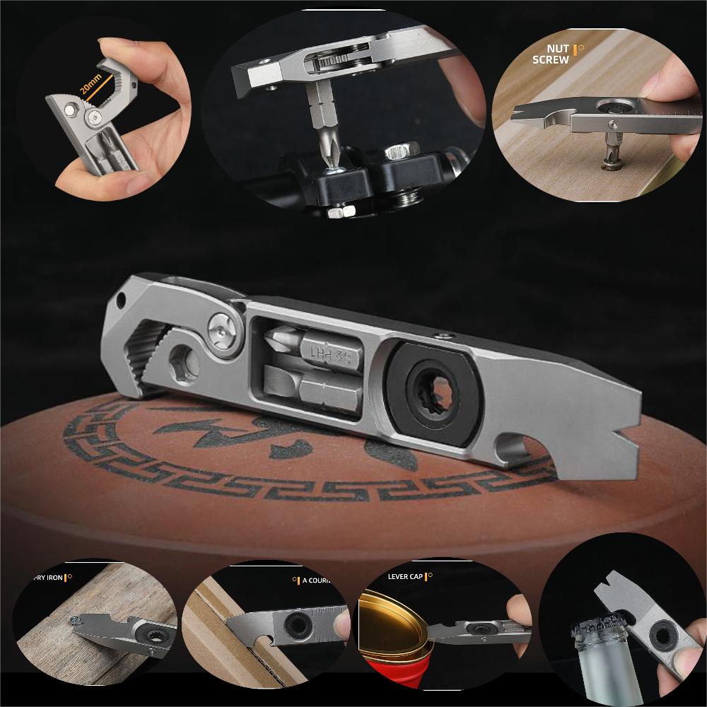 Multi-function 20mm Wrench Crowbar Titanium Alloy Screwdriver Outdoor Camping Riding On Foot EDC Tools Nail Puller Bottle Opener