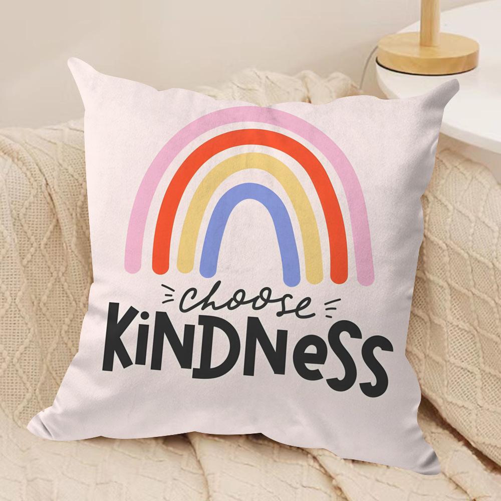 Cartoon Rainbow Sun Cushion Cover Soft Plush Fabric DoubleSided Printed Sofa Cushion Cover for All Seasons Home Decor Gift