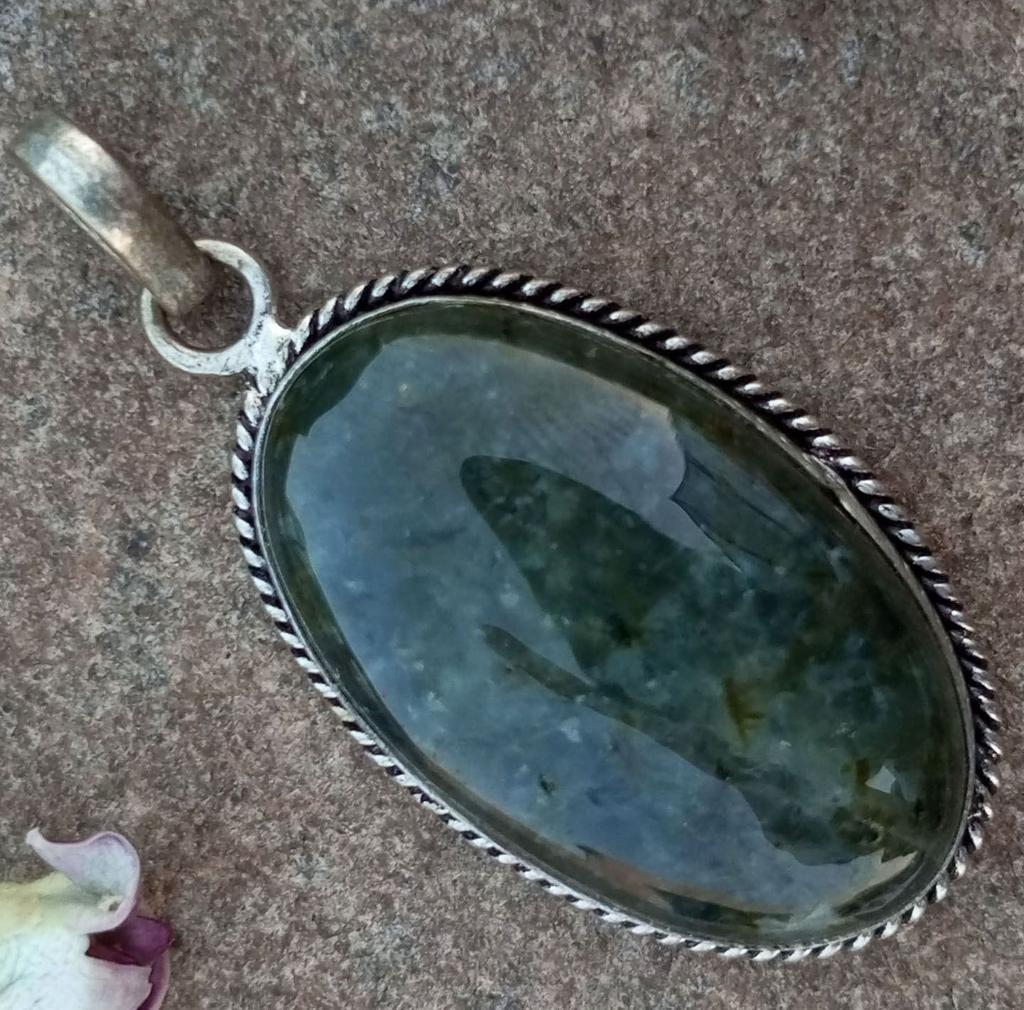 Prehnite Gemstone 925 Sterling Silver Plated 1pcs Pendent Chris-r314