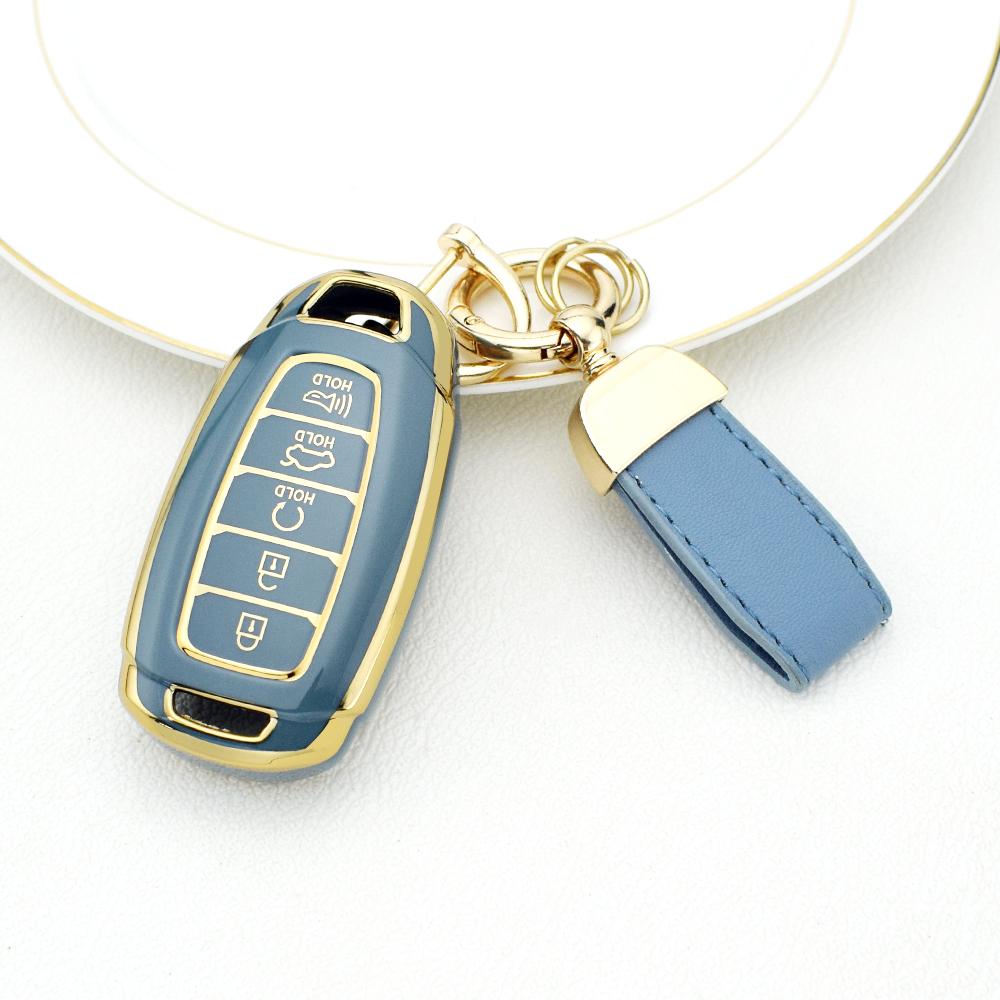 5 Buttons TPU Car Key Case Cover Keychain for Hyundai I30 Ix35 KONA Encino Solaris Azera Grandeur Ig Accent Santa Fe Palisade