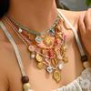 Colar de Corrente de Corda Trançada Vintage Pingente Personalizado Estilo Oceano Acessório Joias para Mulheres Corrente na Clavícula Presentes