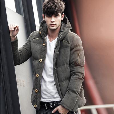 Mens Casual Thick Pocket Parka Quilted Hooded Jacket Coat Outwear