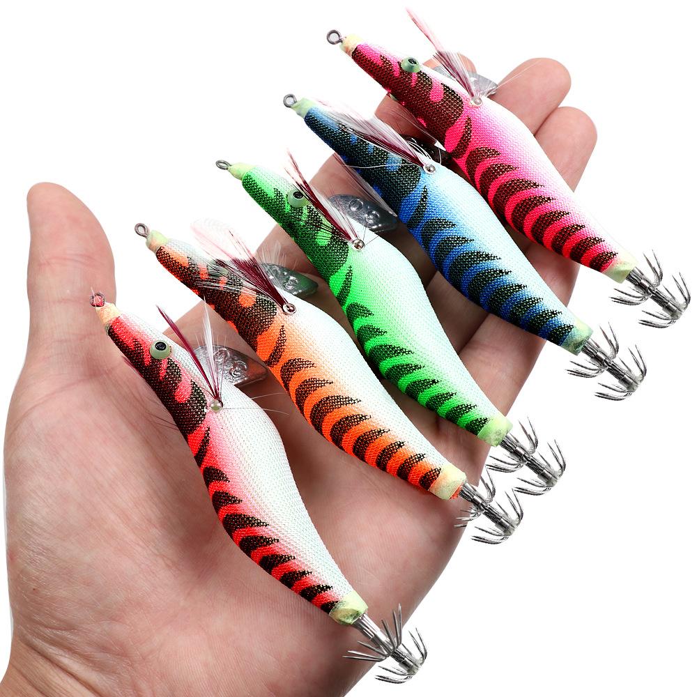 Luminous Wooden Shrimp Big Eye Squid Shrimp Fake Bait2.0 2.5  3.0#Squid Cuttlefish Sea Fishing Umbrella Hook