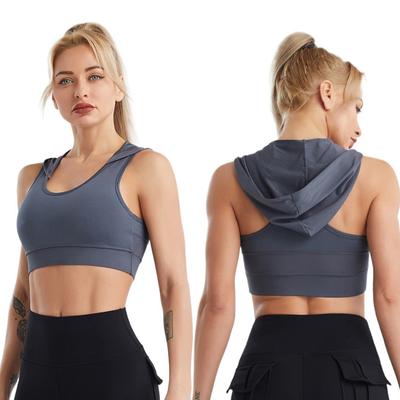 Débardeur à capuche pour femmes Yoga Fitness exercice en cours d'exécution haut respirant à séchage rapide