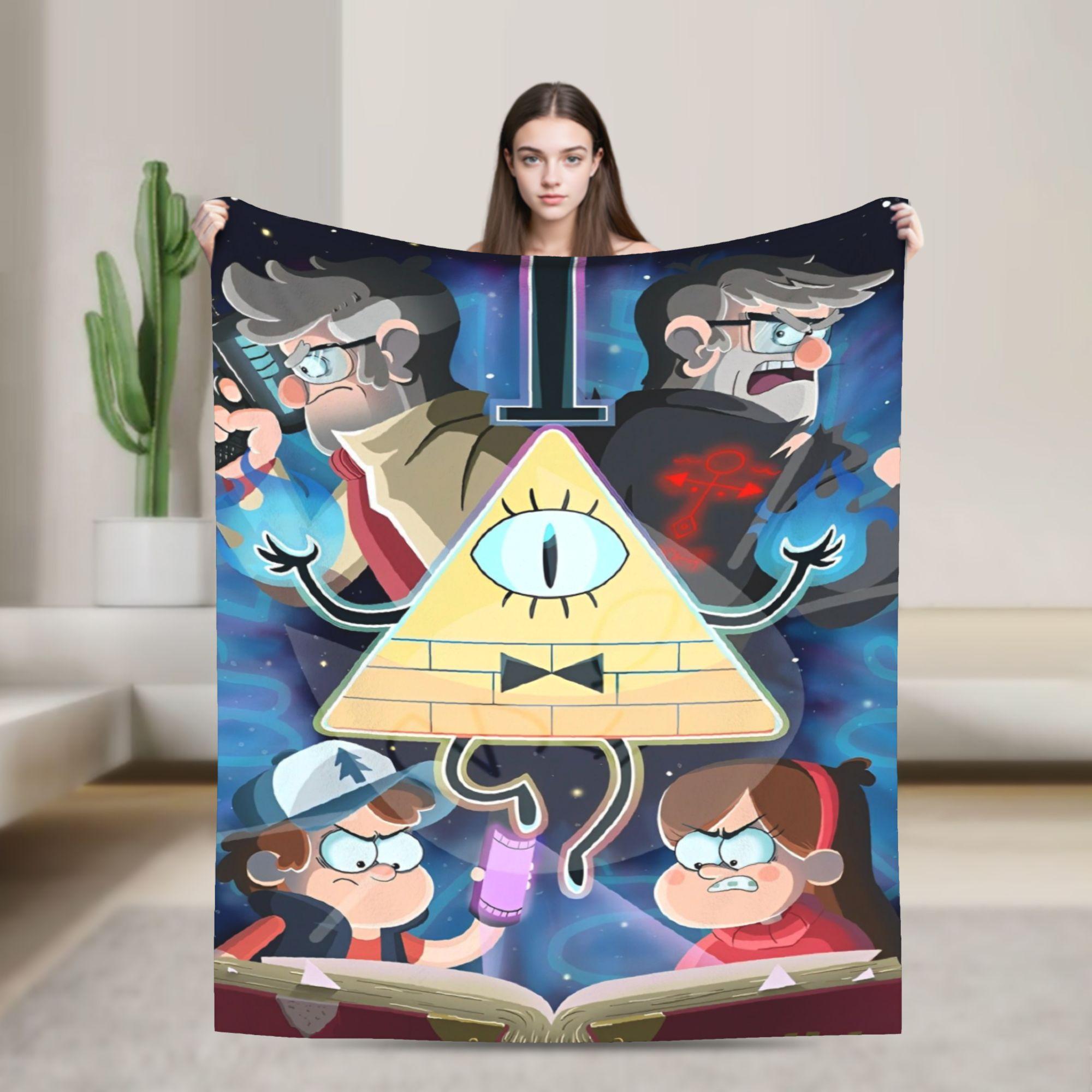 Пледы с изображением Гравити Фолз (Аниме Мультфильм) Плюшевые Потрясающие Теплые Пледы для Дома Ресторана Весна Осень 75x90cm