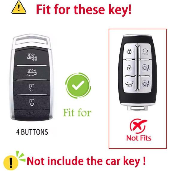 Leather Metal Shell Car Key Fob Cover Case Compatible With Genesis G70 2020