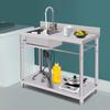 Stainless Steel Commercial Sink W/ Stand,Heavy-Gauge Utility Sink for Kitchen,Laundry (220LBS Capacity),Free Standing Prep Table