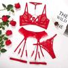 "2023 European & American Lace Belt Chain Sheer Sexy Women's Suit"