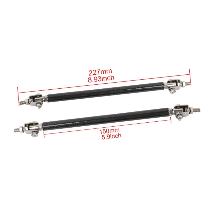 2Pcs 150mm/200mm Universal Car Front Bumper Lip Splitter Spoiler Rod Support Strut Tie Bar Carbon Fiber Auto Support Rod 150mm Black