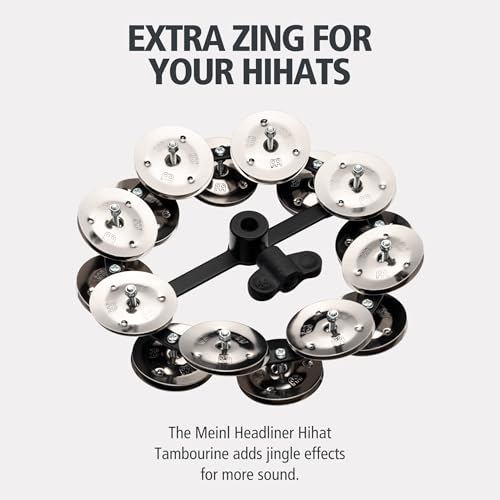 MEINL Percussion Headliner Series Hi-Hat Tambourine, Stainless Steel, 2-Row, HTHH2BK
