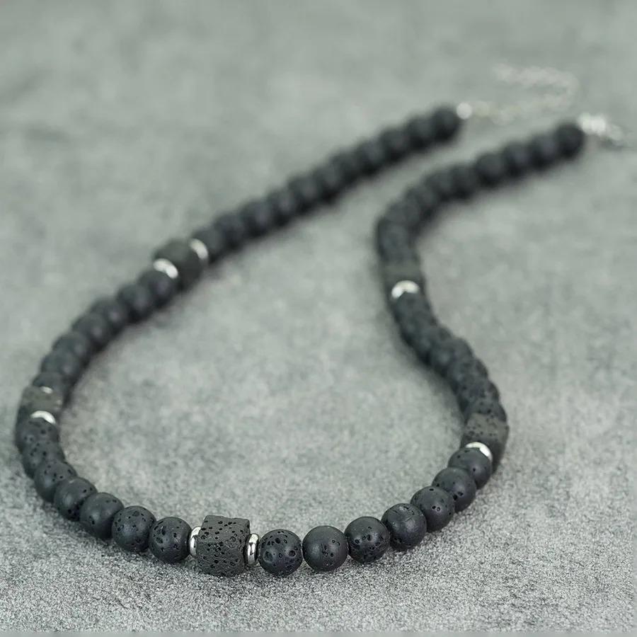 New Mens Short Necklace Natural Stone Healing Accessory Fashion Jewelry Gift For Him 8mm Onyx Obsidian Stone Neck Accessories