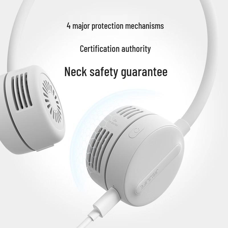 Ji Su Portable Wearable Neck Fan - Low Noise, Leafless, USB Rechargeable