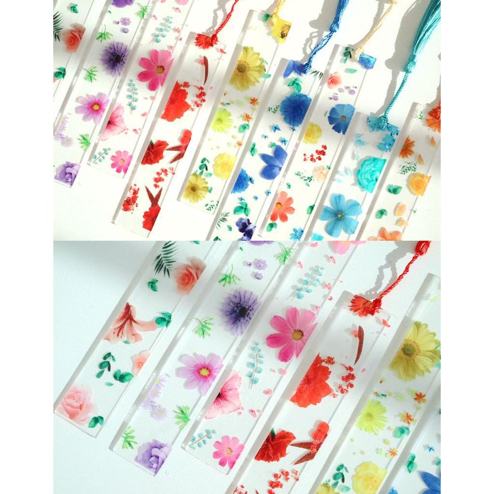 Resin Bookmarks Handmade Transparent Dried Flower Student Stationery School Supplies Ruler Bookmark for Women Adults Kids