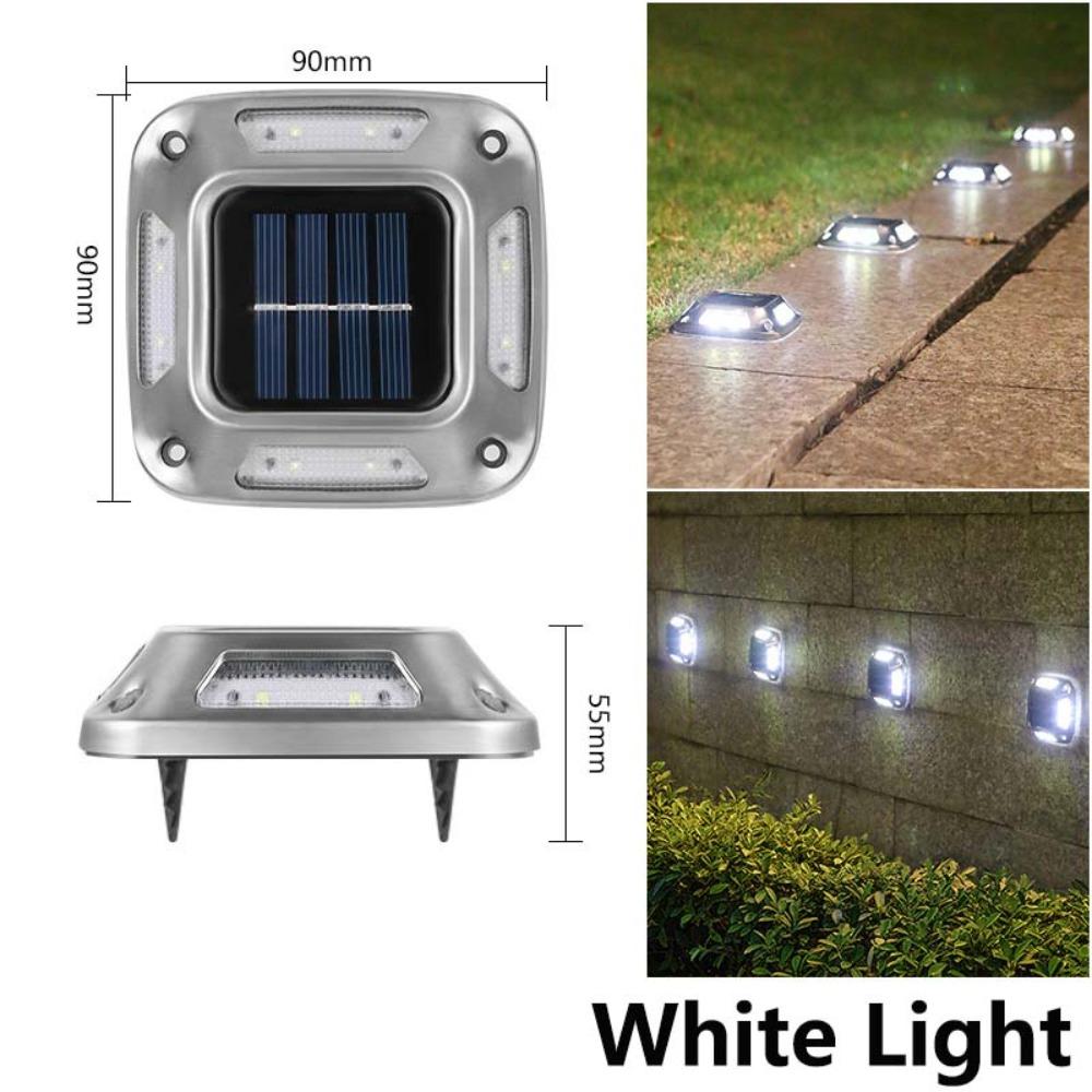 

Водонепроницаемый солнечный садовый светильник из нержавеющей стали, дорожные светоотражатели, прочный солнечный грунтовый светильник, для улицы White Light