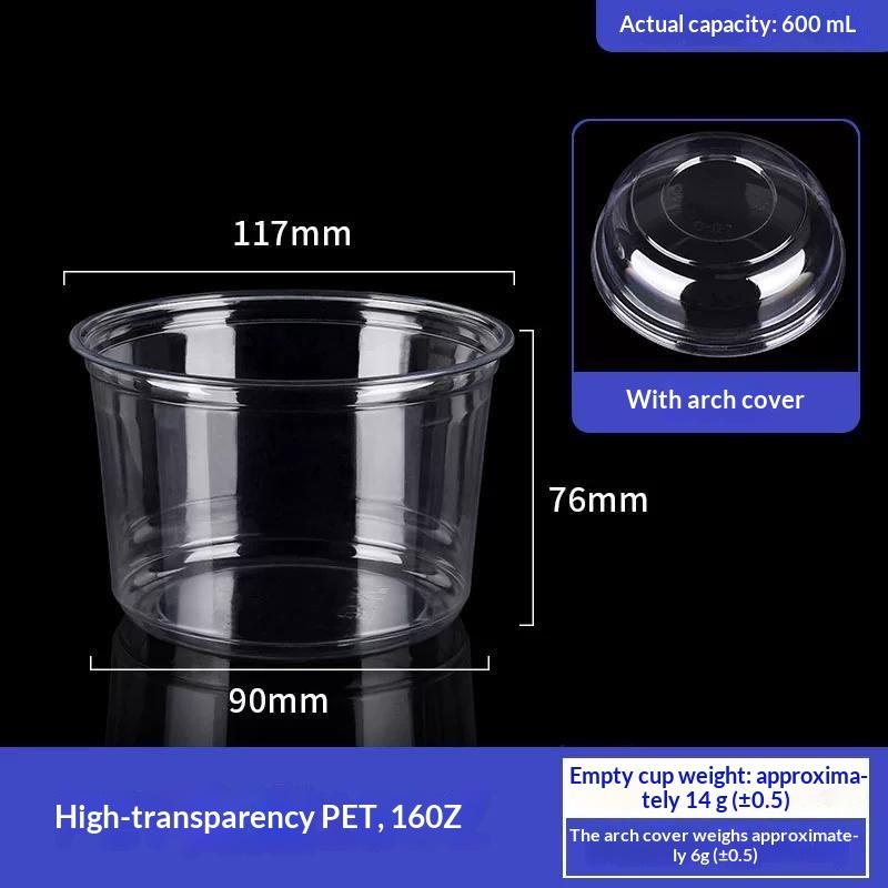 50Pcs 117 Caliber Pet Disposable Plastic Cup Clear Food Container With Lid For Dessert Fruit Snack Cold Drink Takeaway Packing