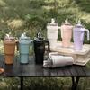 JUSTINLAU 1.1L Thermos Cup Stainless Steel Vacuum Flasks with Dust-proof Straw Cap Double-drink Car Cups Leak-proof Travel Mugs