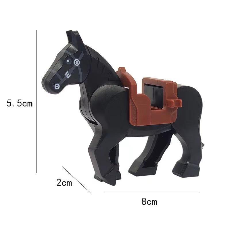 Military Mini Figure Accessories: Tricolor Saddle and War Horse Building Blocks