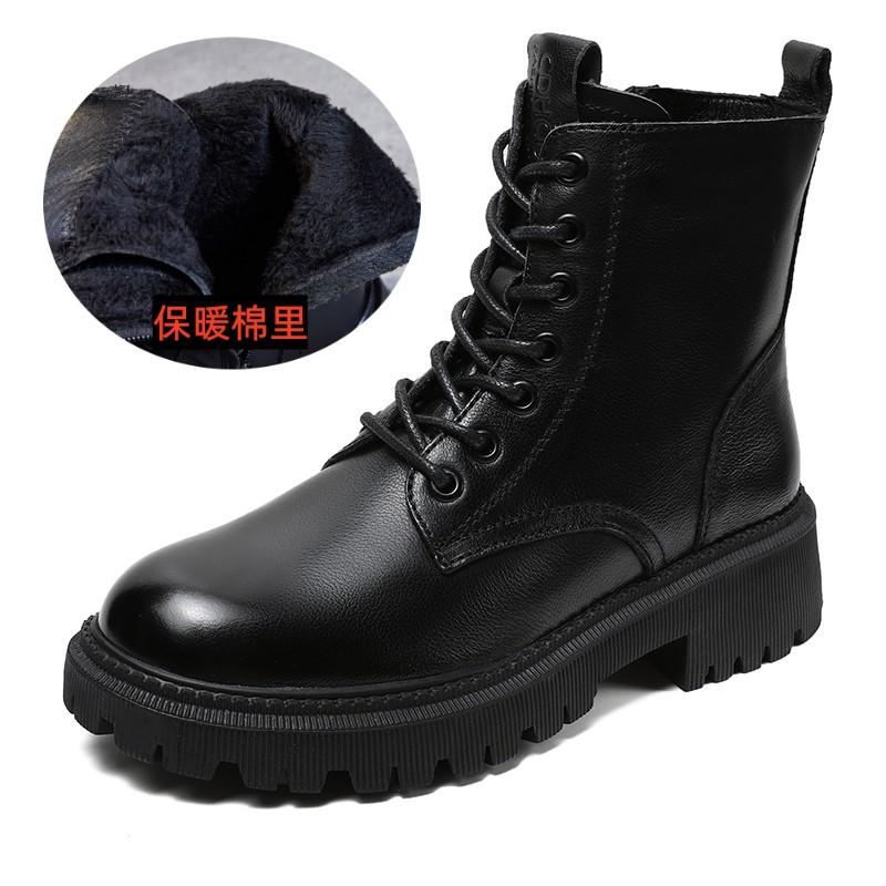 2025 autumn and winter women's shoes new casual Martin boots first layer cowhide British style boots women's short boots