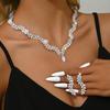 Super Flash Luxury High-End Zircon Pendant Necklace Women'S Wedding Wedding Earrings Necklace Jewelry Set