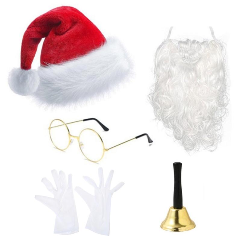 5Pcs/set Santa Clause Cosplay Costume Christmas Party New Year Role Play Suits 1
