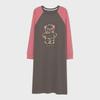Women's 100% Cotton Knee-Length Long-Sleeve Nightdress for Spring and Autumn