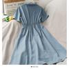 Summer Sweet Polo Collar Narrow Slimming Mori Skirt [xenite] Dress, Roomy, Waist, (XL, Blue)