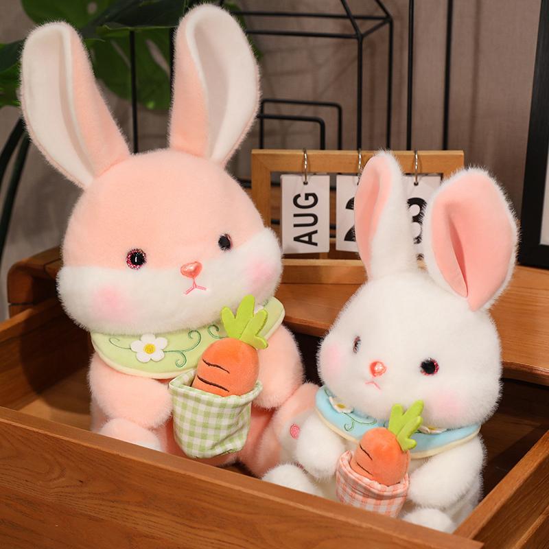 Kawaii Rabbit Plush Toy Stuffed Animal Bunny Rabbit Hold Carrot Soft Doll Pillow Kids Toys Birthday Christmas Gift for Girl