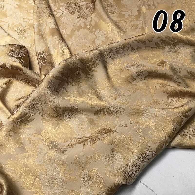 Two-color Embossed Peony Jacquard Fabric Imitation Silk Skin Friendly Cheongsam Cloth DIY for Skirts Pajamas Sewing Hanfu Cloth