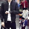 Men's Lightweight Motorcycle Bomber Jacket With Zipper Closure And Soft Material