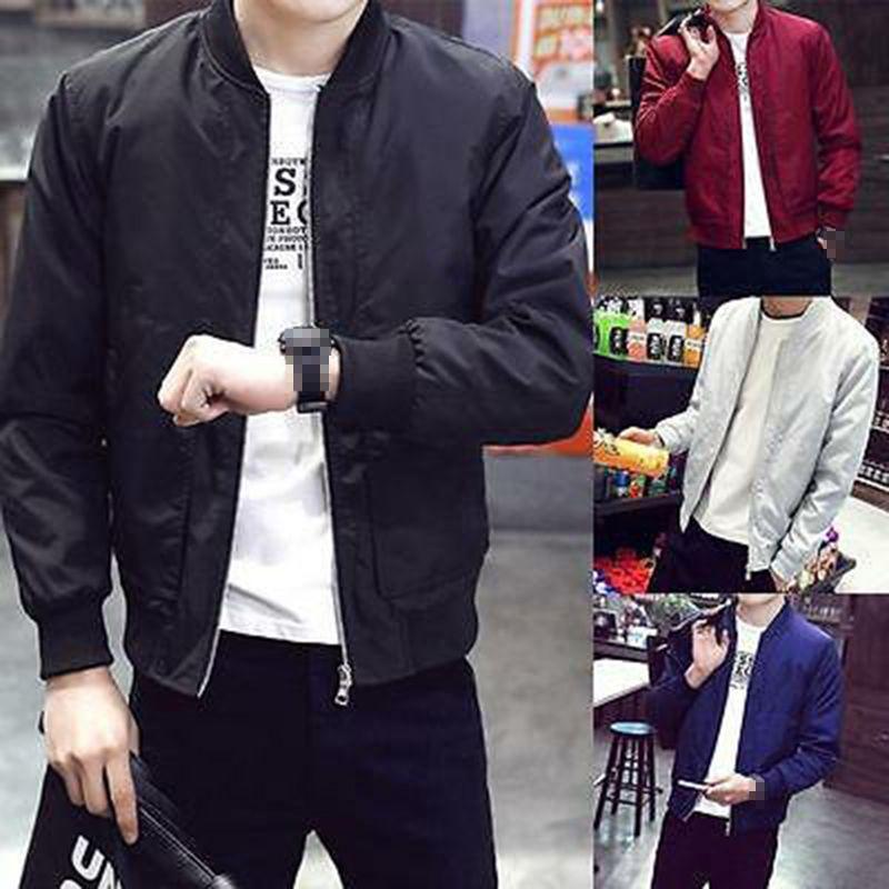 Men's Lightweight Motorcycle Bomber Jacket With Zipper Closure And Soft Material