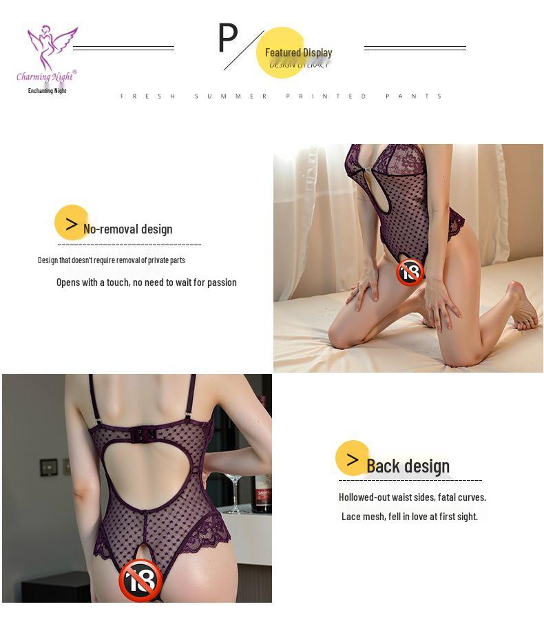 Lace Crotchless Bodysuit - French Flirty See-through Lingerie