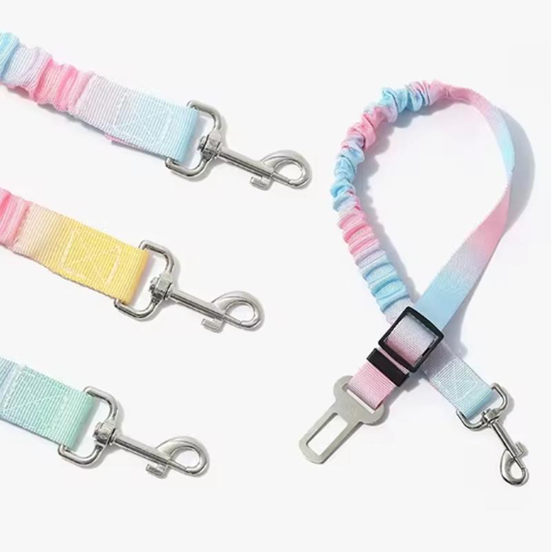 Adjustable Dog Car Seatbelts for Vehicle Nylon Pet Safety Seat Belt with Elastic Bungee Buffer Durable Colorful Car Harness