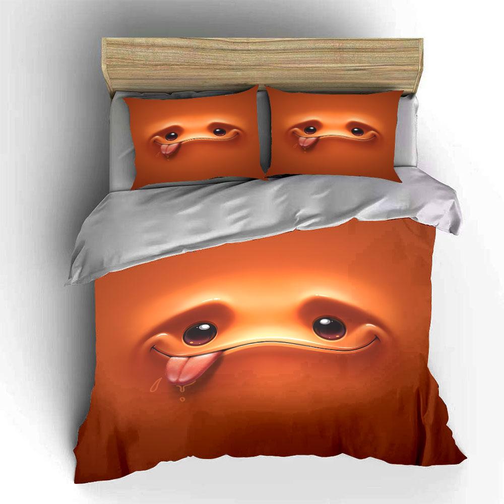 Süßes Emoticon mit orangenem Farbverlauf Weiche bequeme Bettbezug Bettwäsche-Set Enthalten 1*Bettbezug 2*Kissenbezüge