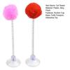2Pcs Cat Spring Toy with Suction Cup Spring Plush Ball Cat Teaser Interactive Fluffy Pompom Cat Toy for Indoor Kitten Jumping Exercise