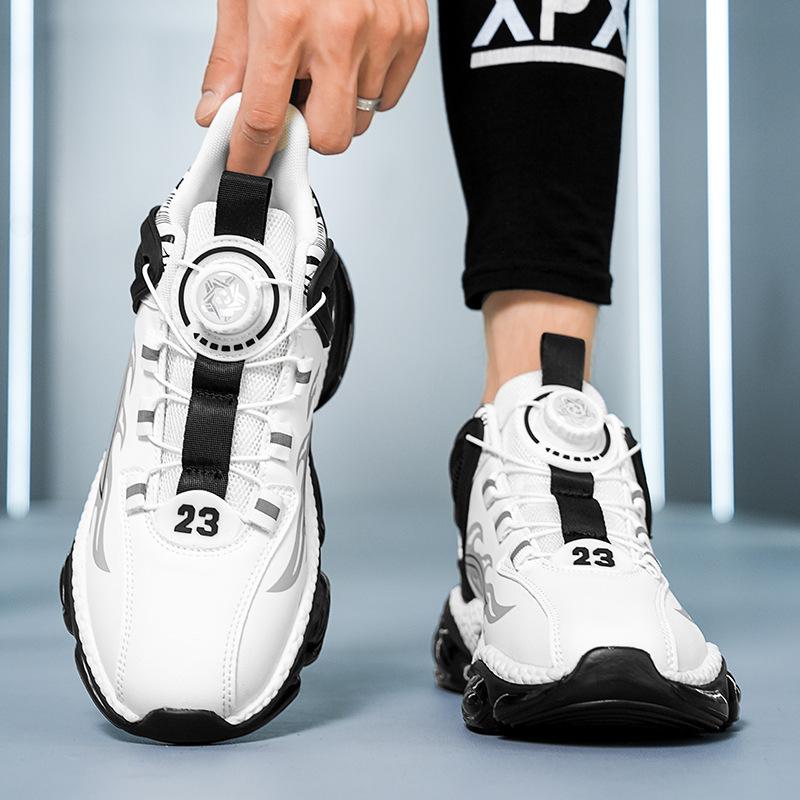 Autumn and winter rotating buckle men's shoes breathable new men's casual running shock absorption sports heightening air cushion dad shoes