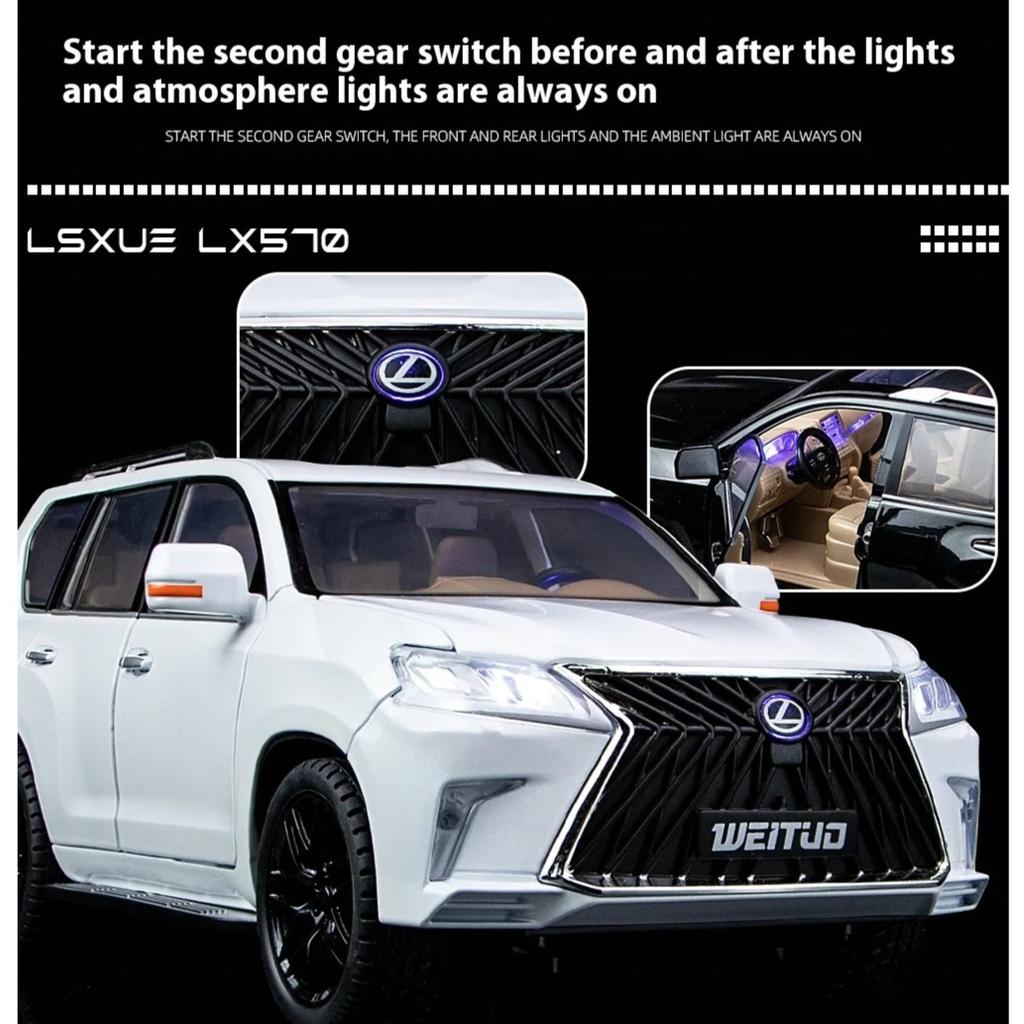 1/18 Scale Large Lexus LX570 Off-road SUV Metal Alloy Diecast Car Model Vehicle Sound & Light Collection of Fine Gift for Hobbies Boys
