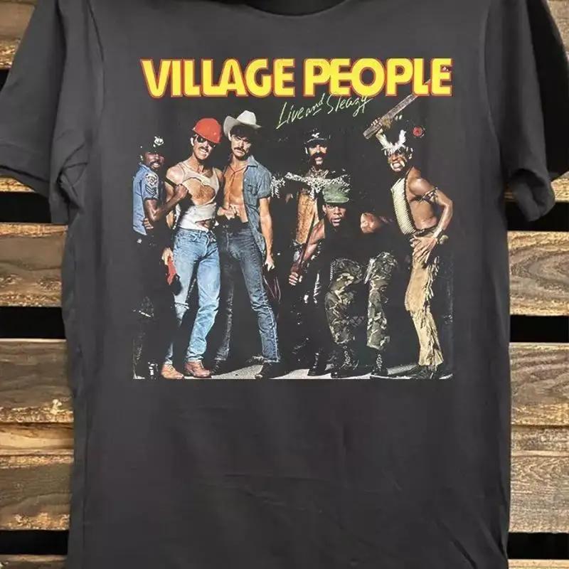 Village People Live And Sleazy Lp Cotton T Shirt All Size Mc
