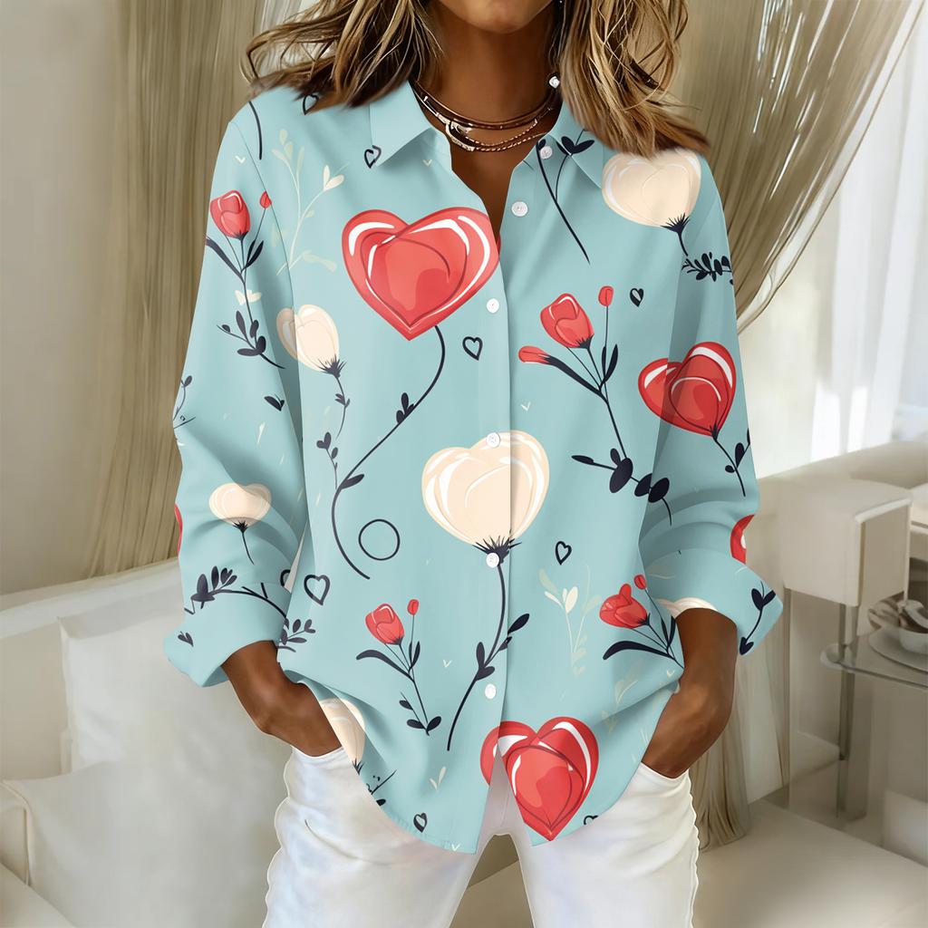 Women's Buttoned Long Sleeved Casual Regular Shirt With Collar Top