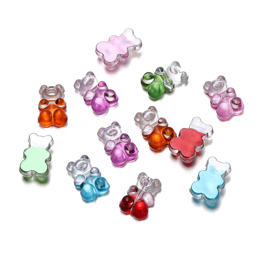 5Pcs/lot Metal Color Cute Bear Acrylic Beads Colorful Spacer Loose Bead for Necklace Bracelet Earrings Jewelry Making Supplies